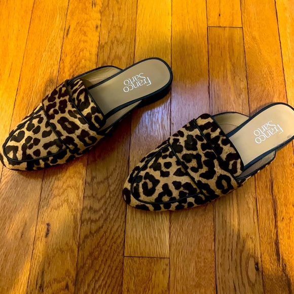 franco sarto cheetah mules